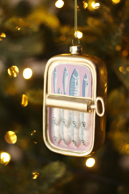 Sardine Tin Glass Holiday Ornament