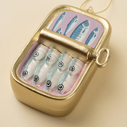 Sardine Tin Glass Holiday Ornament