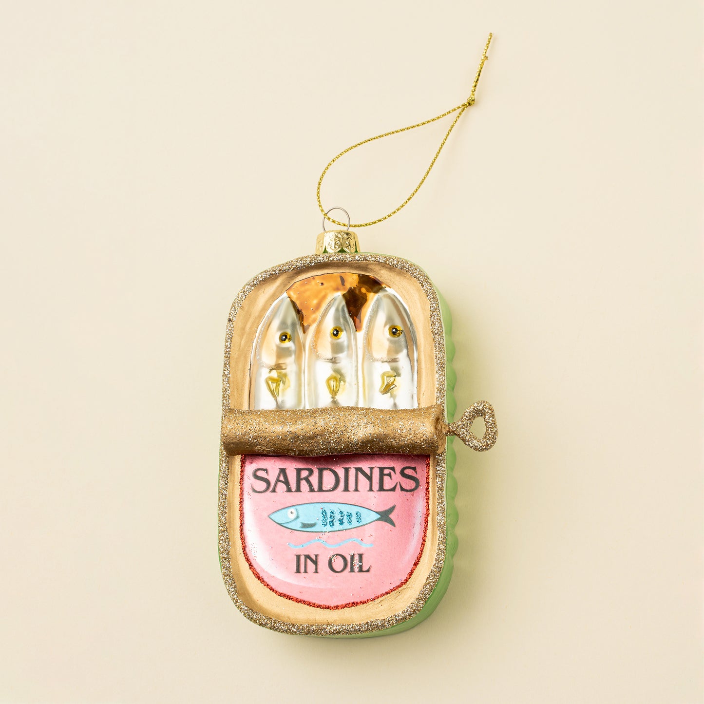 Sardines in Oil Glass Holiday Ornament
