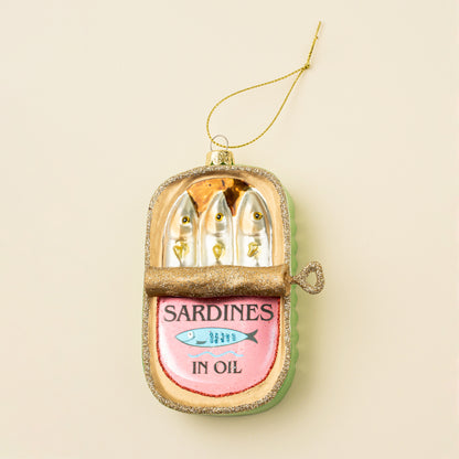 Sardines in Oil Glass Holiday Ornament