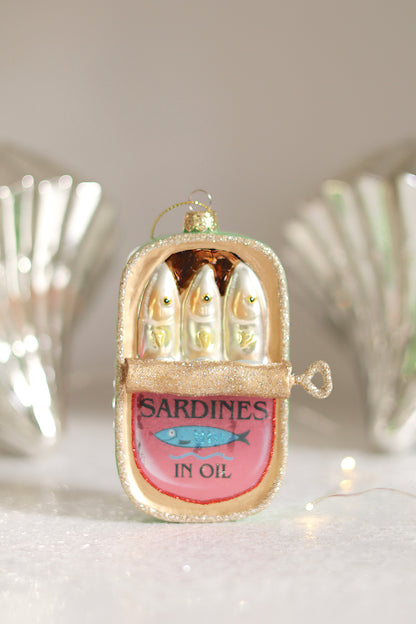 Sardines in Oil Glass Holiday Ornament
