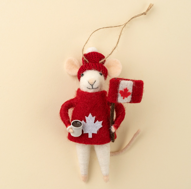 Cozy Canuck Mouse Holiday Ornament