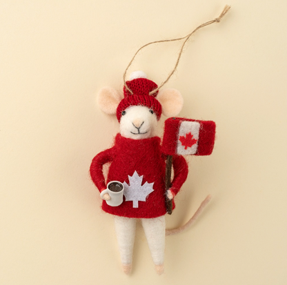 Cozy Canuck Mouse Holiday Ornament