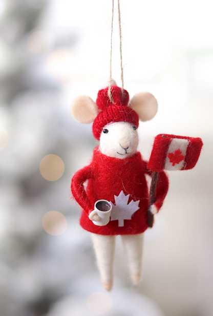 Cozy Canuck Mouse Holiday Ornament
