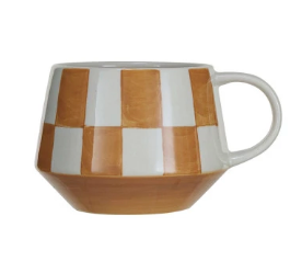 Hand-Painted Check Pattern Mug