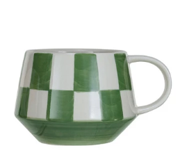 Hand-Painted Check Pattern Mug