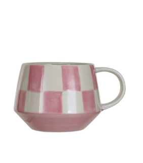 Hand-Painted Check Pattern Mug