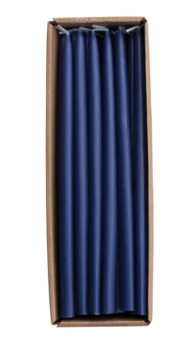 Approx. 1/2" Round x 10"H Unscented Thin Taper Candle Navy