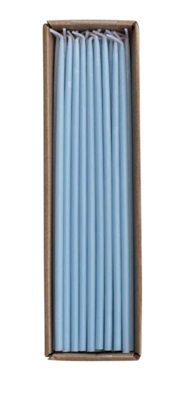 Approx. 1/4" Round x 10"H Unscented Thin Taper Candle Light Blue