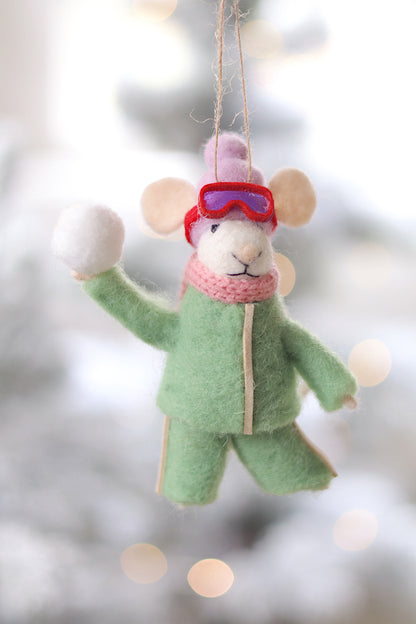 Snowball Sarah Mouse Holiday Ornament