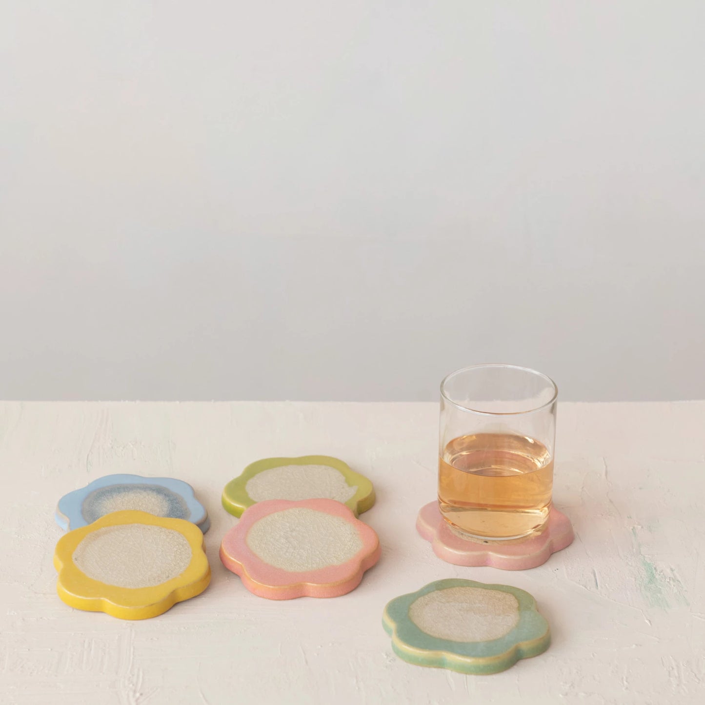 Flower Shaped Reactive Crackle Glaze Coaster