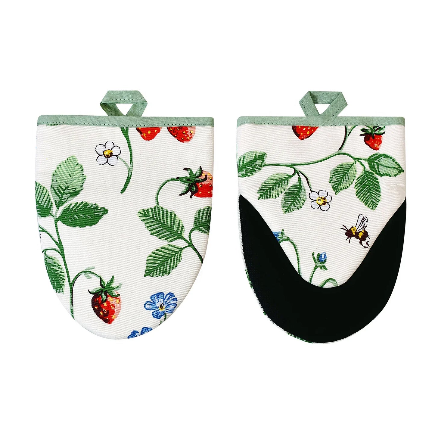 Strawberry Patch Cotton Microwave Mitts