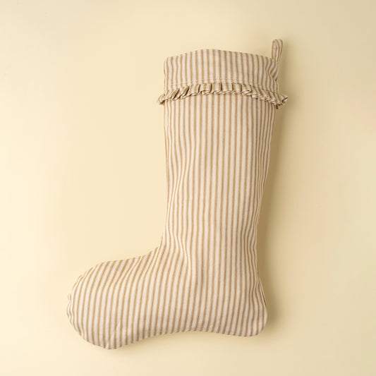 Ticking Stripe Stocking, Beige