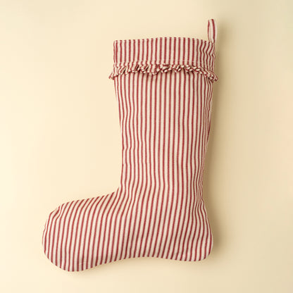 Ticking Stripe Stocking, Red