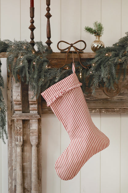 Ticking Stripe Stocking, Red