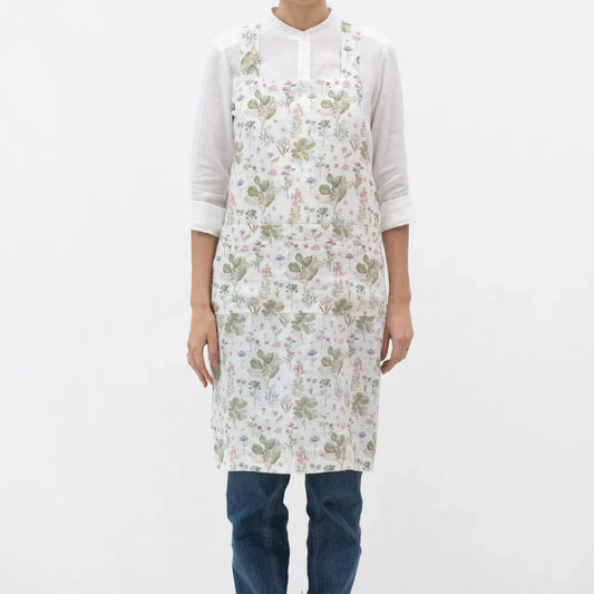 Botany On Light Natural Linen Crossback Apron