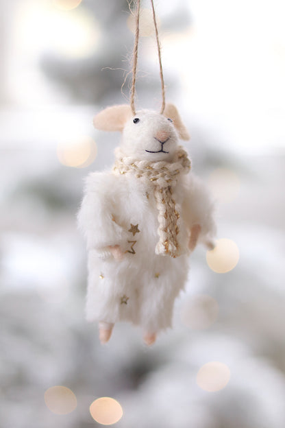 Winter White Wendy Mouse Holiday Ornament