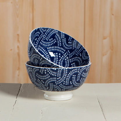 Stamped Bowl 4" Indigo Geo