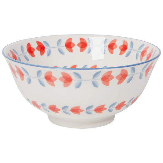Stamped Bowl 6" Red Tulip