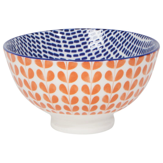 Stamped Bowl 4" Orange Blue Blossom