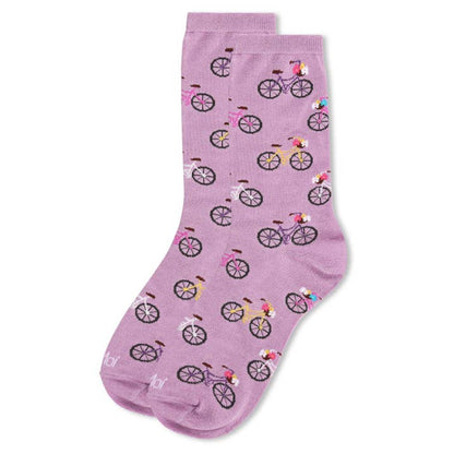 Women's Bamboo Crew Socks Lilac Bicycles