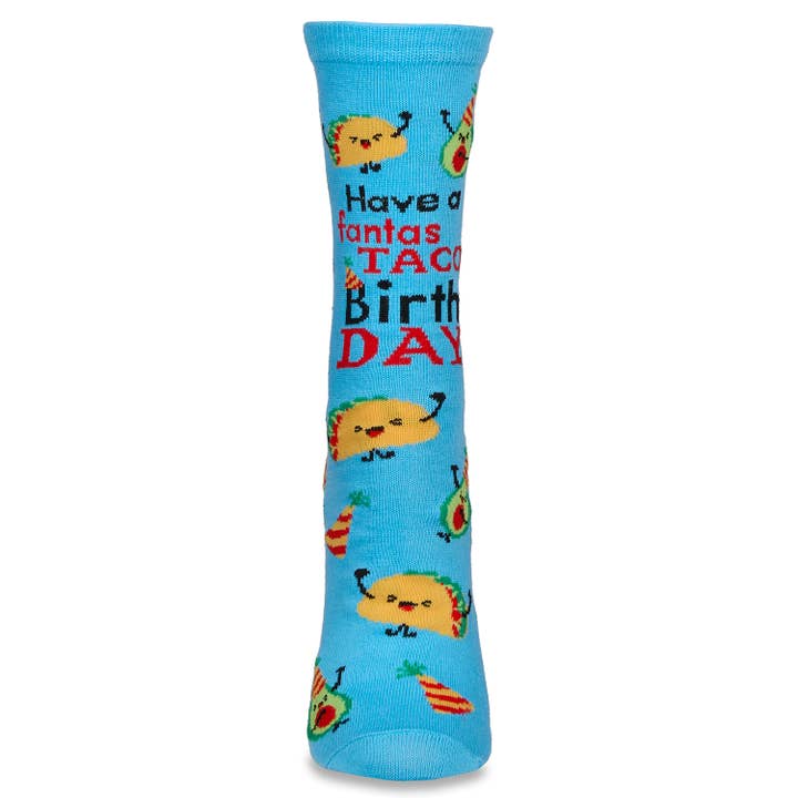 Greeting Card Socks Black Have a FantasTACO Birthday