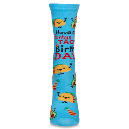 Greeting Card Socks Black Have a FantasTACO Birthday
