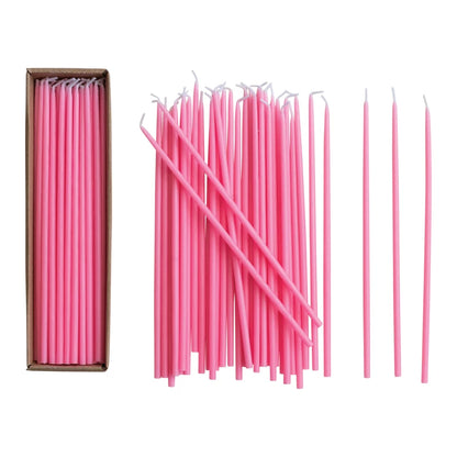 Approx. 1/4" Round x 10"H Unscented Thin Taper Candle Pink