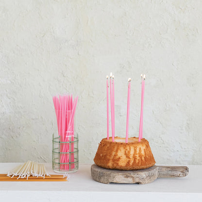 Approx. 1/4" Round x 10"H Unscented Thin Taper Candle Pink