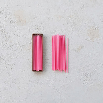 Approx. 1/4" Round x 10"H Unscented Thin Taper Candle Pink