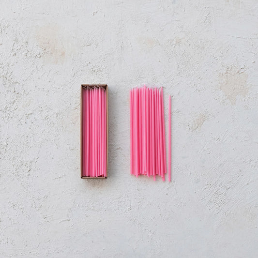 Approx. 1/4" Round x 10"H Unscented Thin Taper Candle Pink