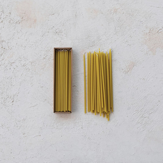 Approx. 1/4" Round x 10"H Unscented Thin Taper Candle Chartreuse