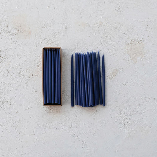 Approx. 1/2" Round x 10"H Unscented Thin Taper Candle Navy