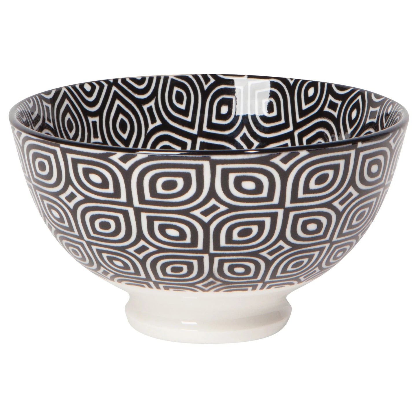 Stamped Bowl 4" Black White Geo