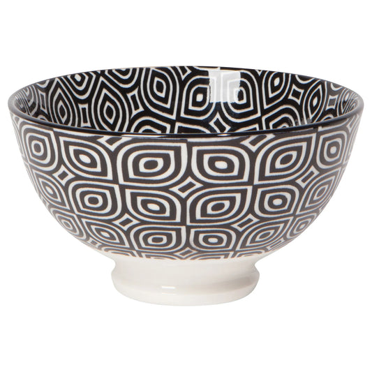 Stamped Bowl 4" Black White Geo