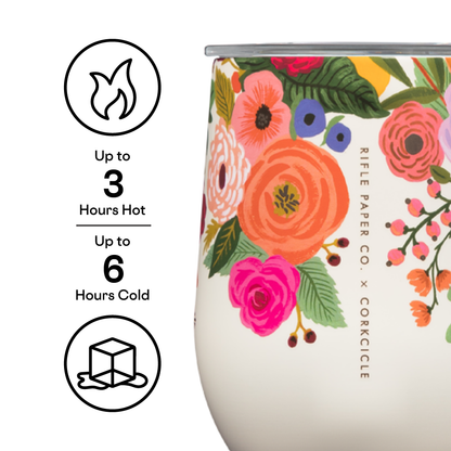 Rifle Paper Garden Party Cream Stemless 12oz