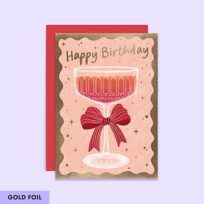 Cocktail With a Bow Birthday Card