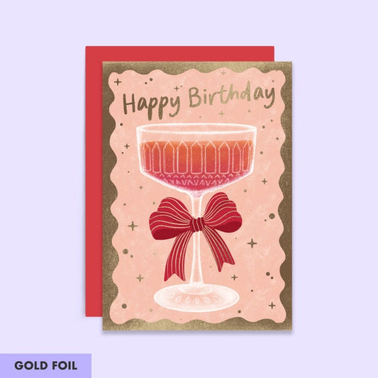 Cocktail With a Bow Birthday Card