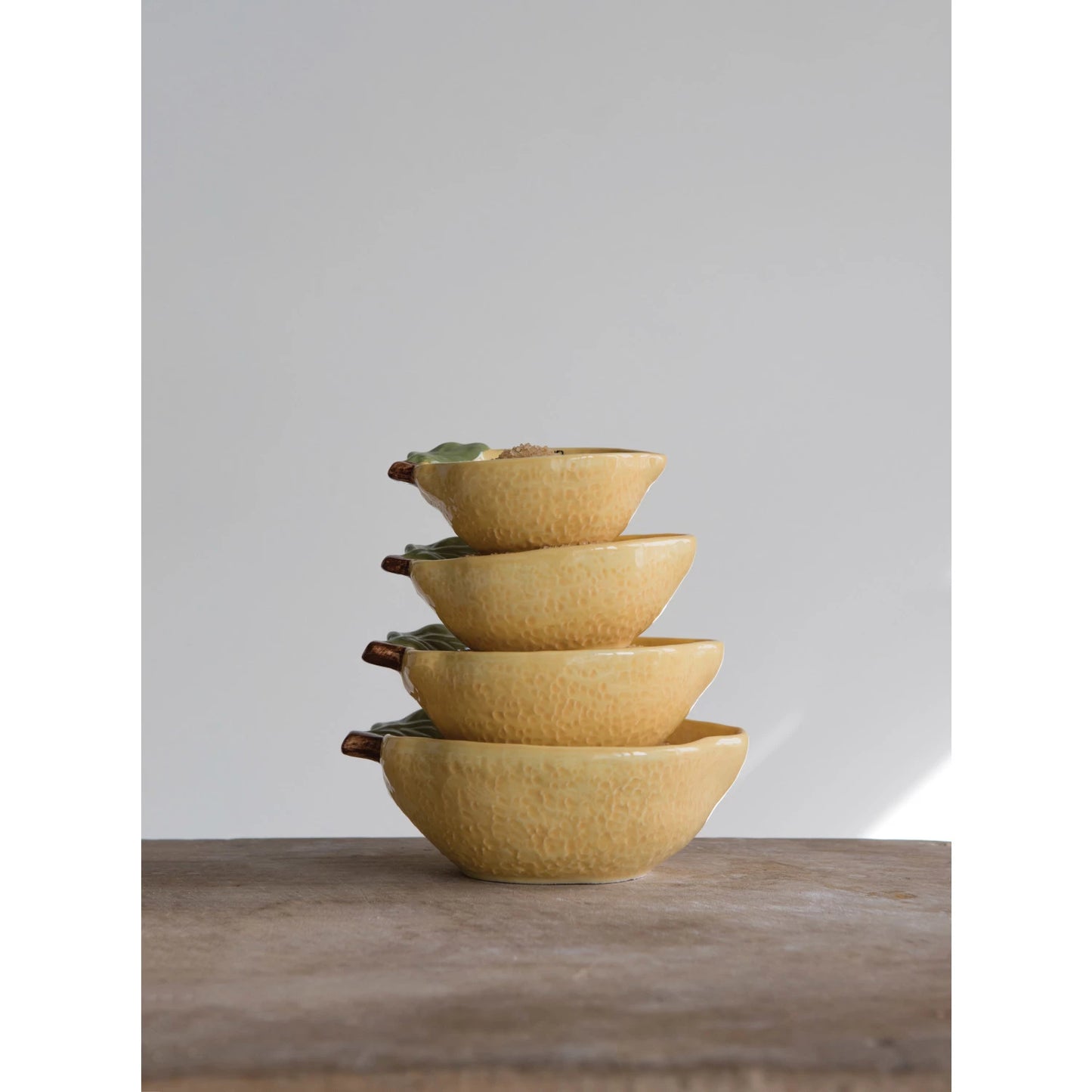 Hand-Painted Lemon Measuring Cups Set of 4