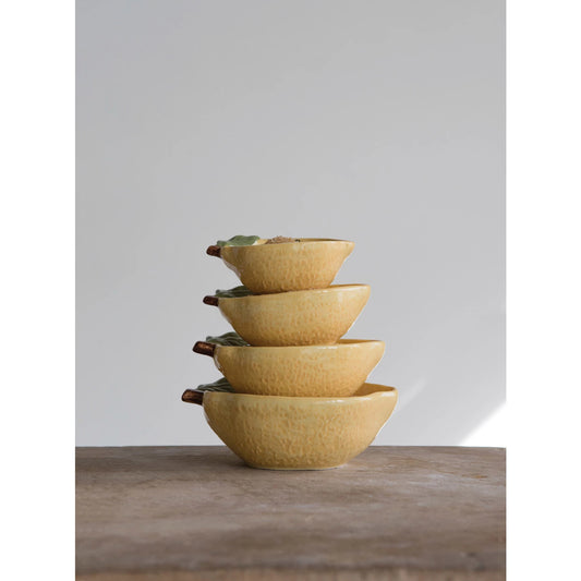 Hand-Painted Lemon Measuring Cups Set of 4