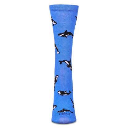 Women's Bamboo Crew Socks Azure Whales