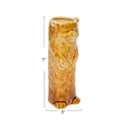 Bear Vase Reactive Crackle Glaze