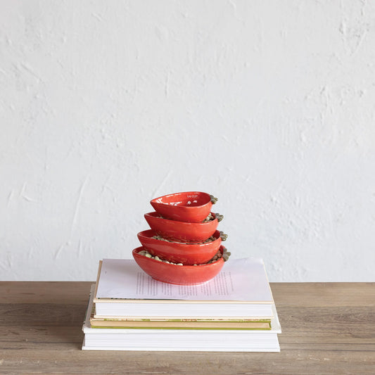 Hand-Painted Strawberry Shaped Measuring Cups Set of 4