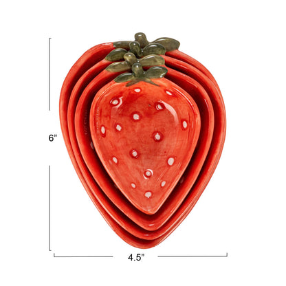 Hand-Painted Strawberry Shaped Measuring Cups Set of 4