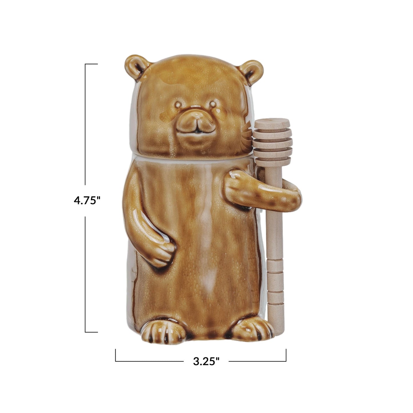 Honey Bear Shaped Jar w/ Wood Honey Dipper