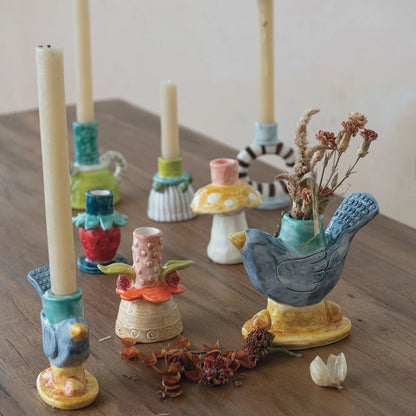 Hand-Painted Mushroom Taper Holder