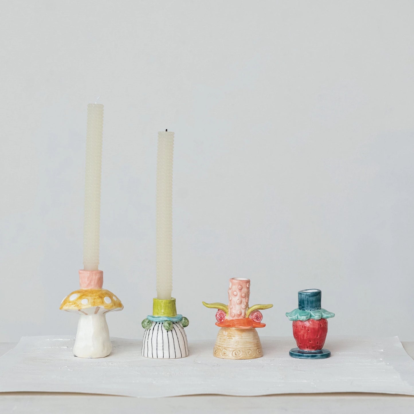 Hand-Painted Mushroom Taper Holder
