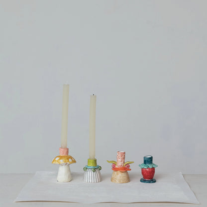 Hand-Painted Mushroom Taper Holder
