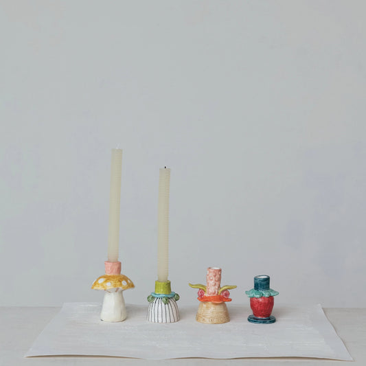 Hand-Painted Mushroom Taper Holder