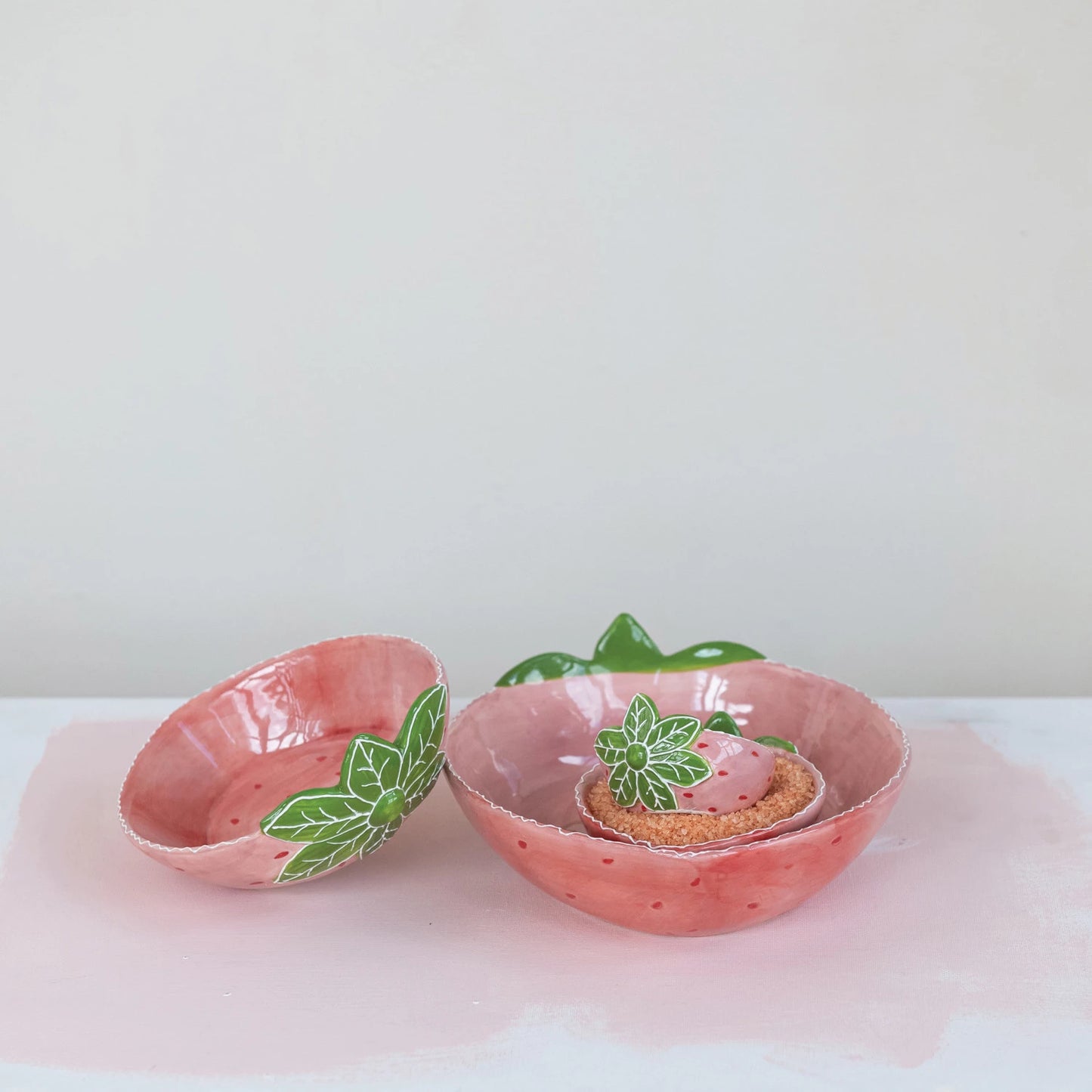 Hand-Painted Strawberry Shaped Nesting Bowls